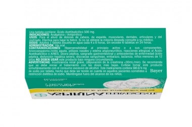 Aspirina Efervescente 500 Mg Caja Con 12 Tabletas