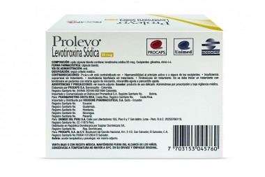 Prolevo Levotiroxina Sódica 50 Mcg 60 Cápsulas Blandas