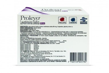 Prolevo Levotiroxina Sódica 88 Mcg 60 Cápsulas Blandas