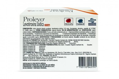 Prolevo Levotiroxina Sódica 112 Mcg 60 Cápsulas Blandas
