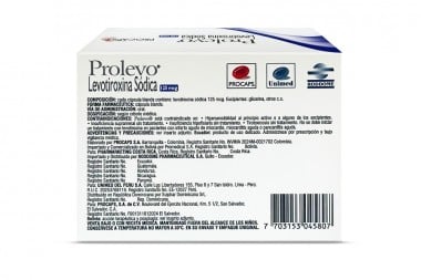 Prolevo Levotiroxina Sódica 125 Mcg 60 Cápsulas Blandas