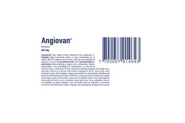 Angiovan Cilostazol 50 Mg 30 Tabletas