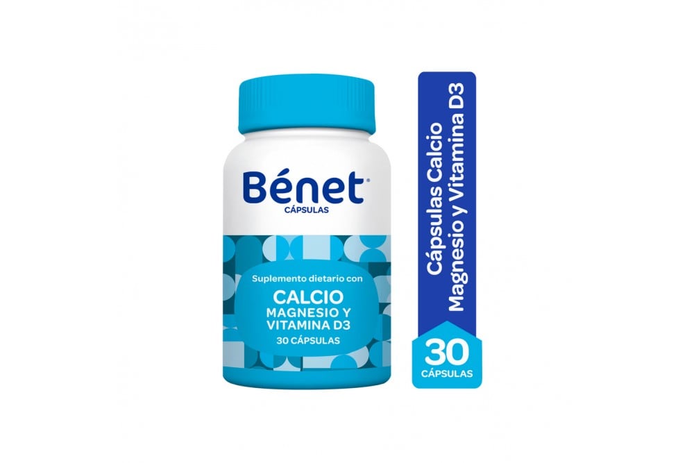 Suplemento Dietario Bénet Calcio Magnesio y Vitamina D3 30 Cápsulas
