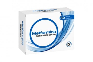 Metformina Clorhidrato 850 Mg 30 Tabletas Recubiertas