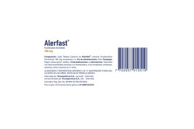 Alerfast Fexofenadina Clorhidrato180 Mg 10 Tabletas Cubiertas