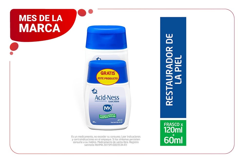 Acid-Ness Loción Empaque Con 2 Frascos Con 120 Ml+ 60 Ml