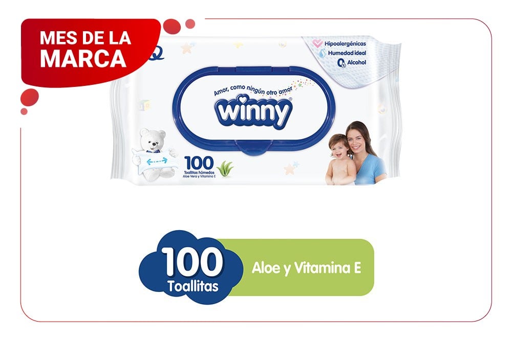 Toallitas Húmedas Winny Aloe Vera Empaque Con 100 Unidades