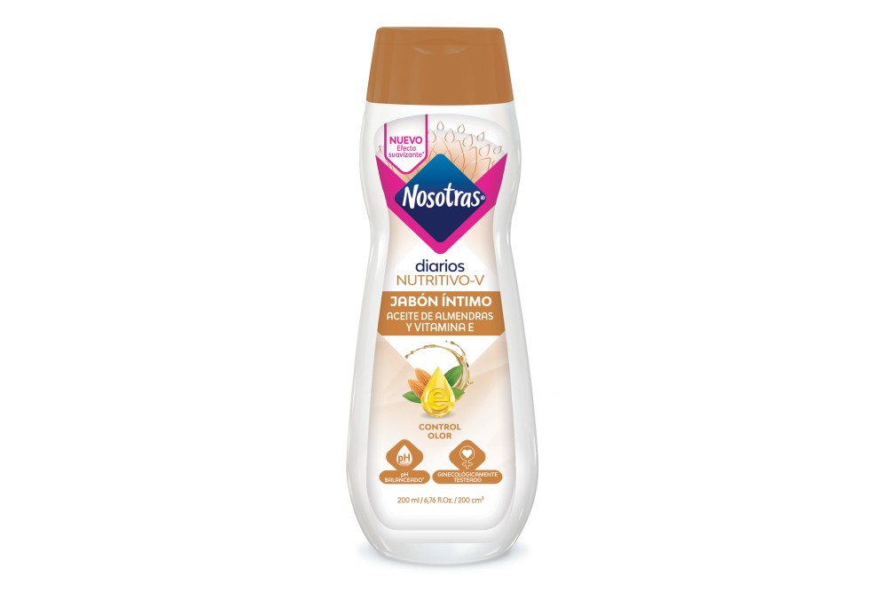 Jabón Intimo Nosotras Diarios Nutritivo V Aceite de Almendras y Vitamina E 200 Ml