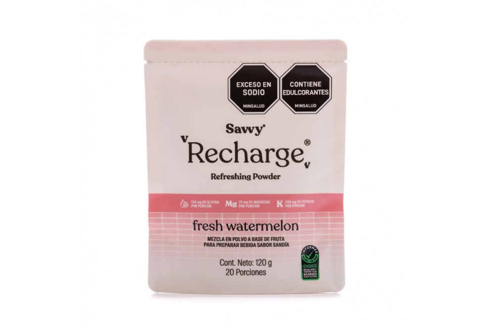 Mezcla Con Sales Minerales Savvy Recharge Sabor Sandia 120 G