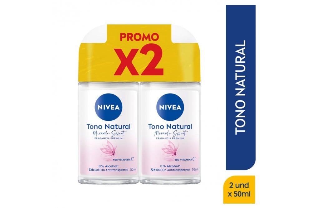 Oferta Antitranspirante Nivea Tono Natural Roll-On 2 Unds con 50 Ml C/U