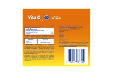 Vita C Mk Efervescente Sabor Naranja 20 Sobres