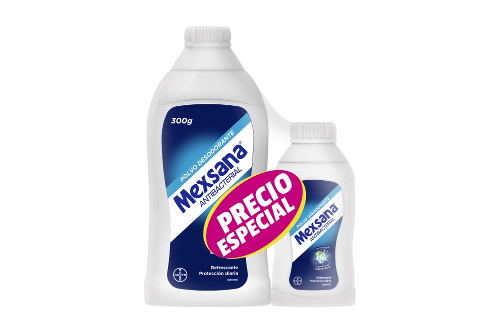 Talco Mexsana Antibacterial En Polvo 2 Unds De 300 + 85 G C/U