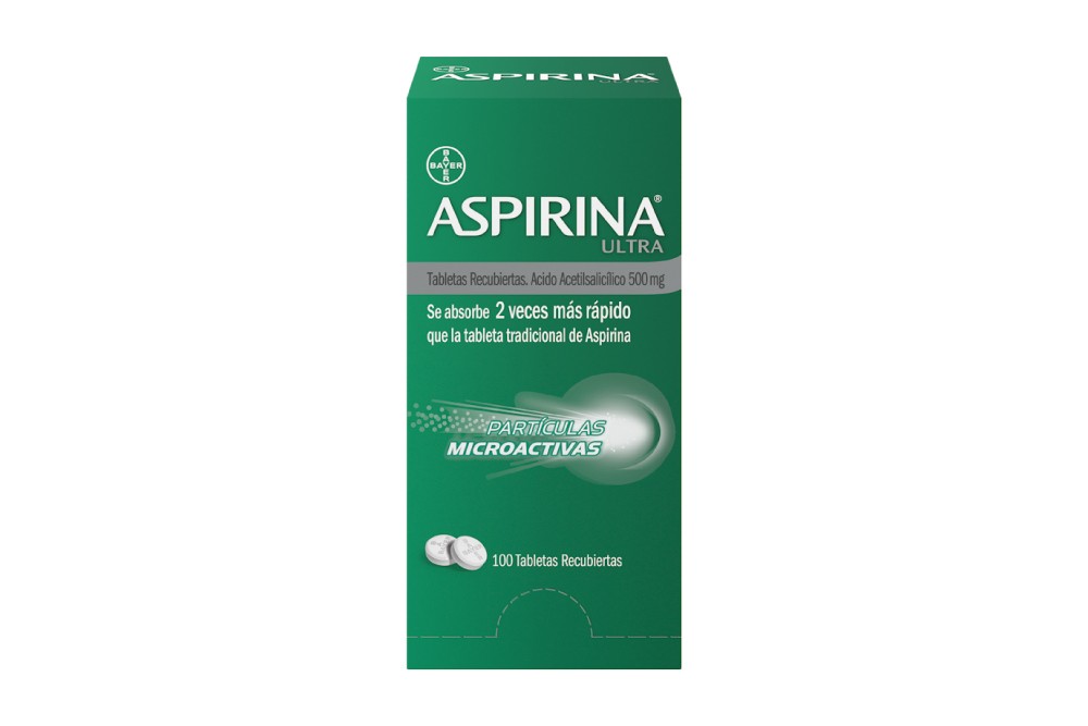 Aspirina Ultra 500 Mg Caja Con 100 Tabletas Recubiertas