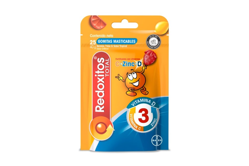 Gomitas Masticables Redoxitos total Sabor Naranja Fresa y Tropical 40 G