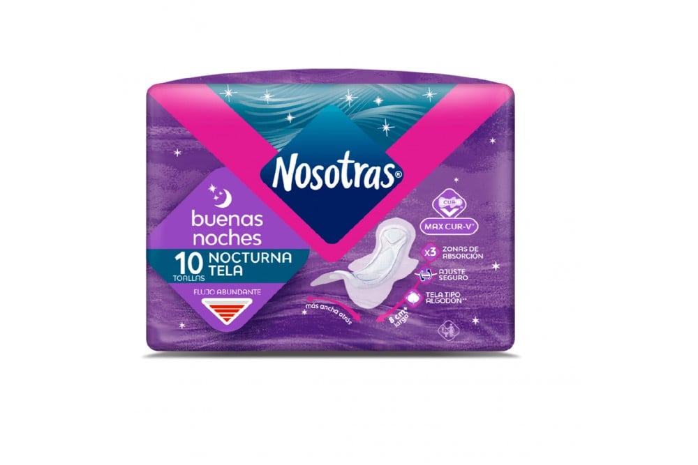 Toallas Higiénicas Nosotras Buenas Noches Flujo Abundante 10 Unds