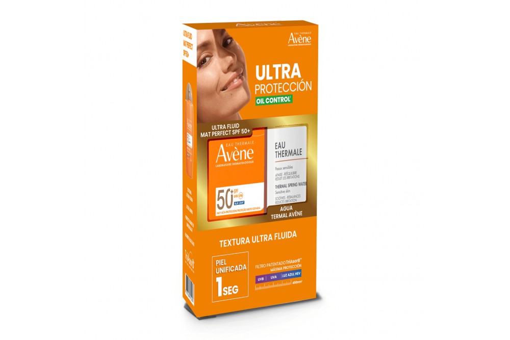 Kit Avéne Protector Solar Spf 50 Mat Perfect 50 Ml + Agua Termal 200 Ml