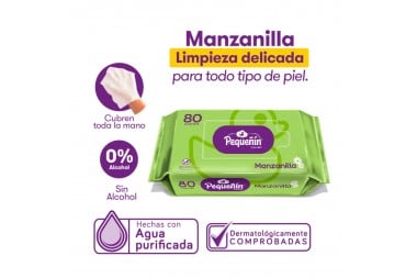 Pañitos Húmedos Pequeñín Manzanilla 80 Unds