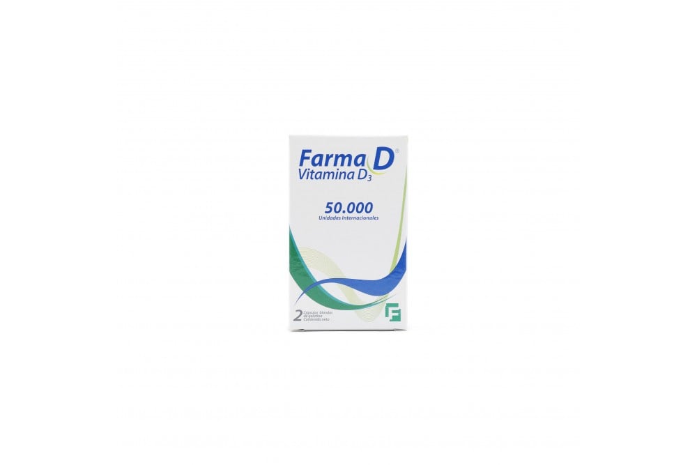 Vitamina D3 Farma D 50000Ui 2 Cápsulas Blandas de Gelatina
