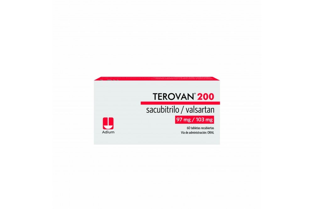 Terovan 200 Sacubitrilo 97 Mg / Valsartan 103 Mg 60 Tabletas Recubiertas