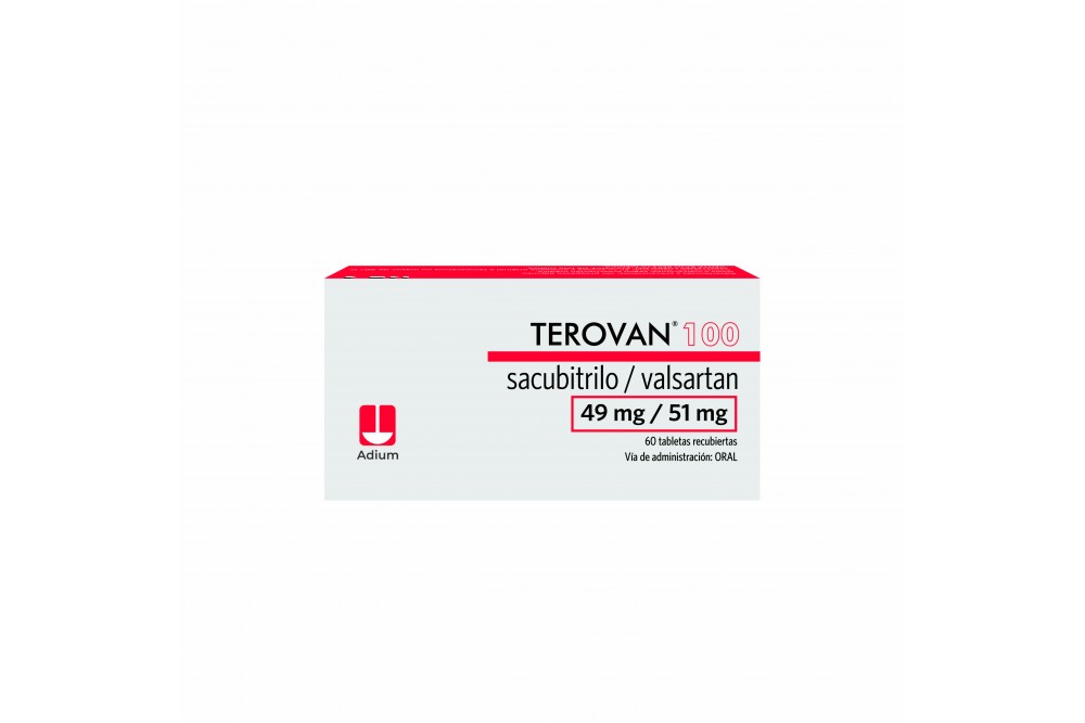Terovan 100 Sacubitrilo 49 Mg / Valsartan 51 Mg 60 Tabletas Recubiertas