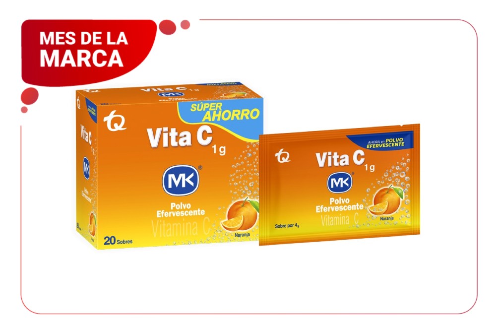 Vita C Mk Efervescente Sabor Naranja 20 Sobres