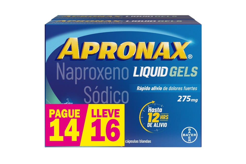 Oferta Apronax Rápido Alivio Pague 14 lleve 16 Cápsulas Blandas