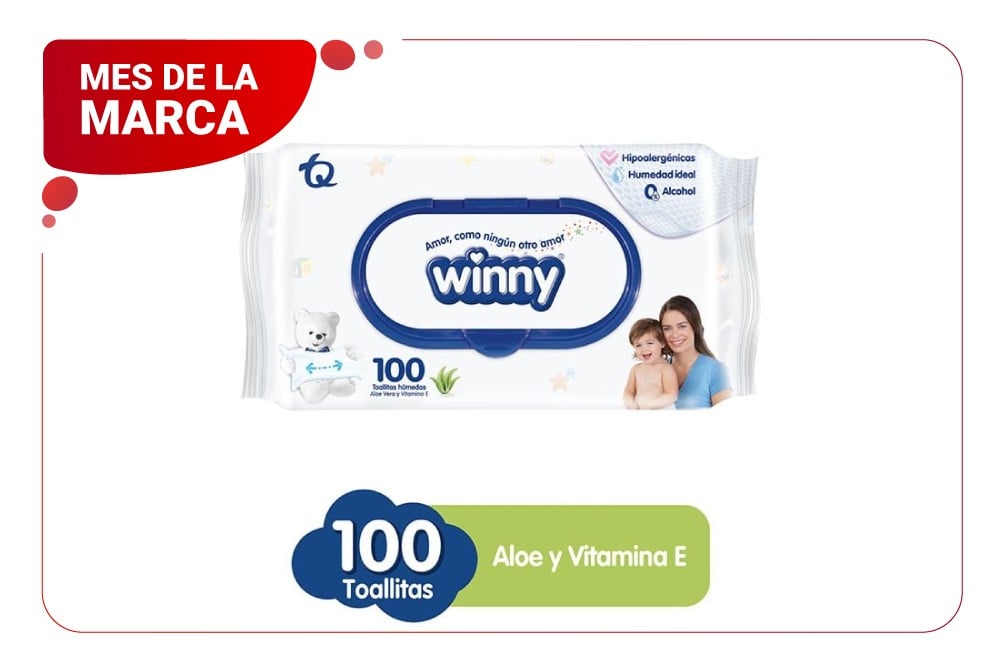 Toallitas Húmedas Winny Aloe Vera Empaque Con 100 Unidades