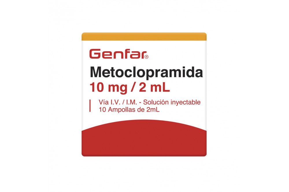 Metoclopramida Genfar 10Mg / 2Ml Inyectable 10 Ampollas De 10 Ml C/U