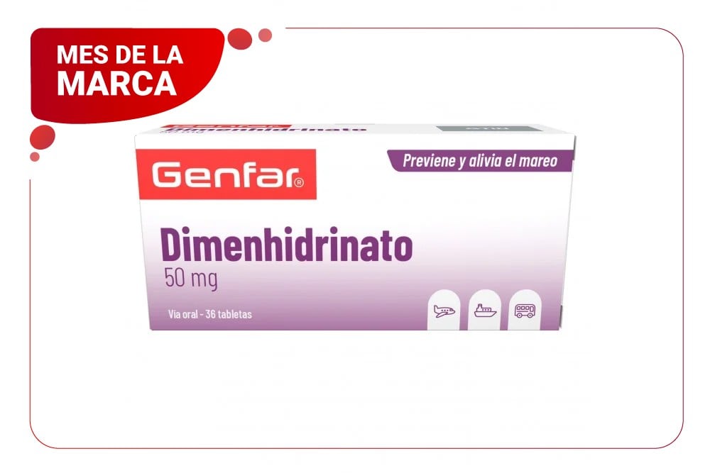 Dimenhidrinato 50 Mg Genfar Caja 36 Tabletas