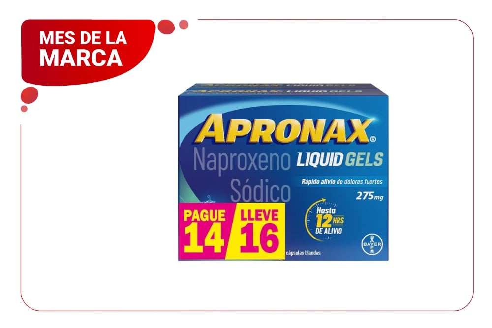 Oferta Apronax Rápido Alivio Pague 14 lleve 16 Cápsulas Blandas
