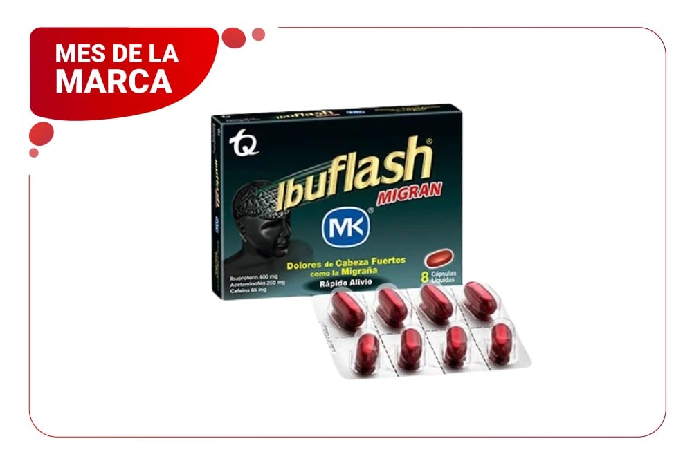Ibuflash Migran 400 / 250 / 65 Mg Caja Con 8 Cápsulas Líquidas