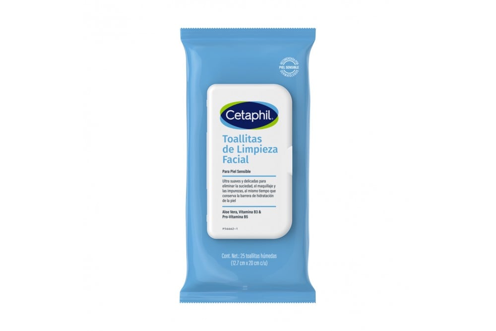 Toallas Húmedas Faciales Cetaphil Piel Sensible 25 Unds