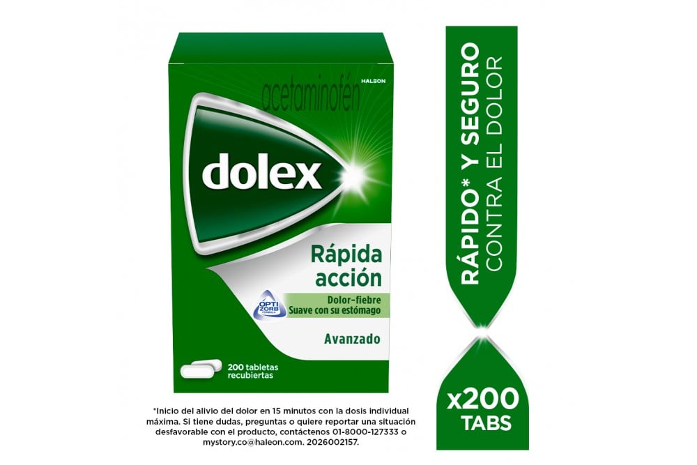 Dolex Rápida Acción 500 mg Avanzado 200 Tabletas Recubiertas