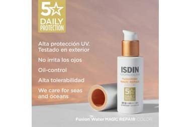 Fotoprotector Facial Isdin Water Fusion Spf 50 Magic Repair Con Color 50 Ml