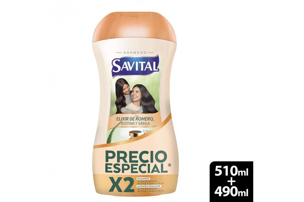 Oferta Shampoo Savital Elixir Romero 510 ml y Acondicionador 490 ml