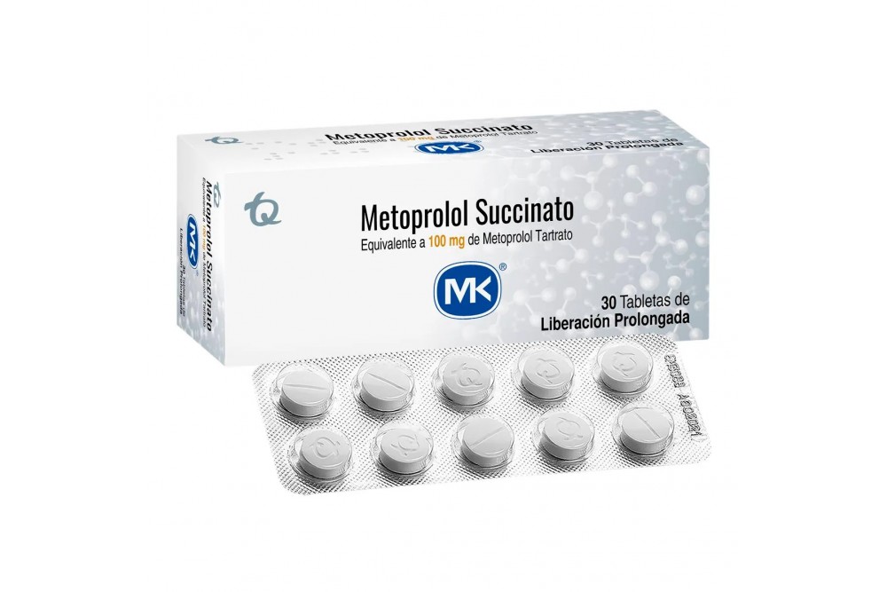 Metoprolol Mk Succinato 100Mg 30 Tabletas Liberación Prolongada