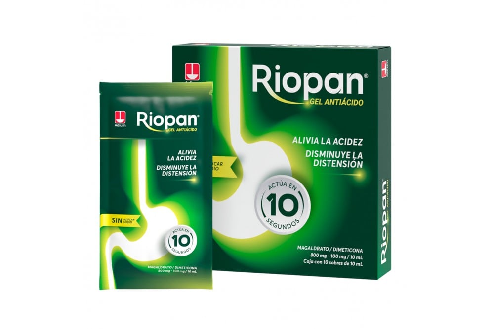 Riopan En Gel 80 / 10 Mg / 1 Ml Caja Con 10 Sobres De 10 Ml