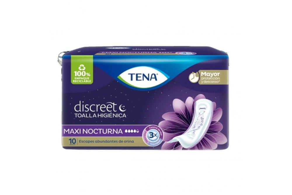 Toallas Higiénicas Tena Discreet Maxi Nocturno 10 Unds