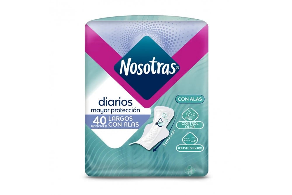 Protector Nosotras Diario Largos Alas 40 Unds