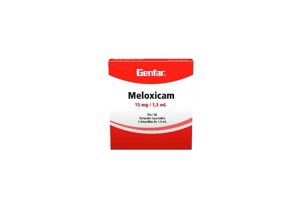Meloxicam Genfar 15mg/1.5ml Ampolleta Inyectable 5 Ampolletas