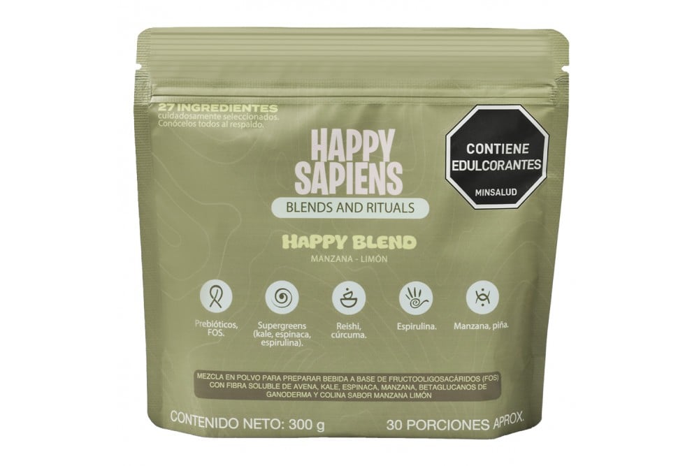 Mezcla A Base De Fos Happy Sapiens Blend Sabor Limón Manzana 300 G